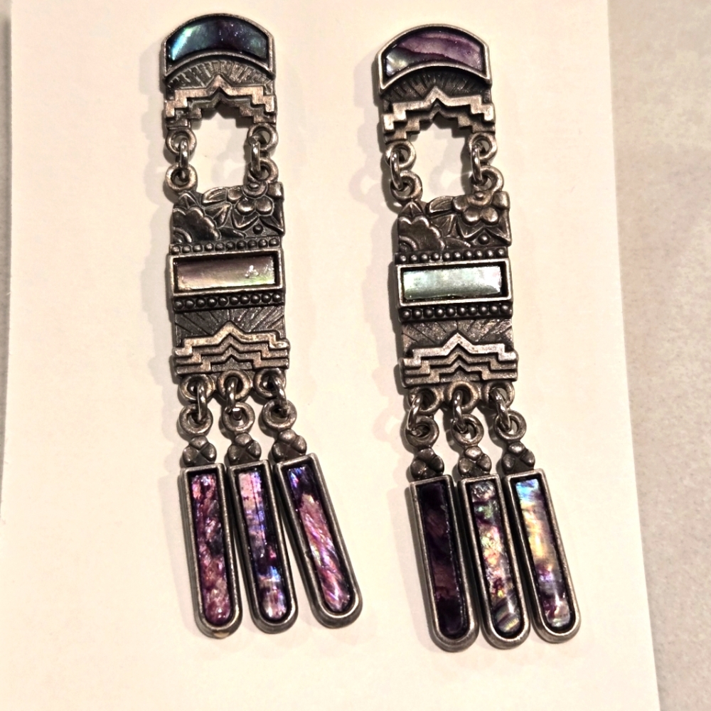 Vintage Duri Silver & Abalone Earrings